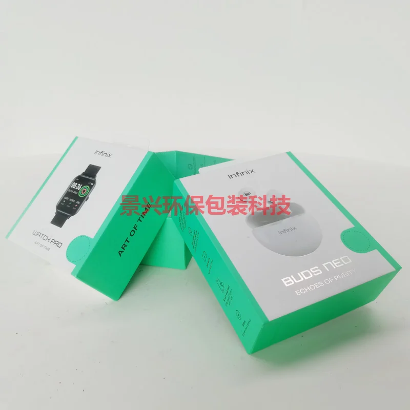 传音智能手表蓝牙耳机包装彩盒印刷，包装案例图片